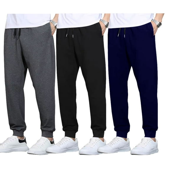 SMNDY 3 Pack Men's Active Athletic Casual Jogger Running Sweatpants Workout Gym Pants with Pockets