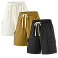 thumbnail image 1 of SMNDY 3 Pack Men's Cargo Shorts Classic Fit Elastic Waistband Drawstring Casual Shorts 4 Pockets Multicolor Available, 1 of 6