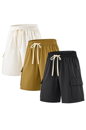 3 Pack Men's Cargo Shorts Classic Fit Elastic Waistband Drawstring Casual Shorts 4 Pockets Multicolor Available