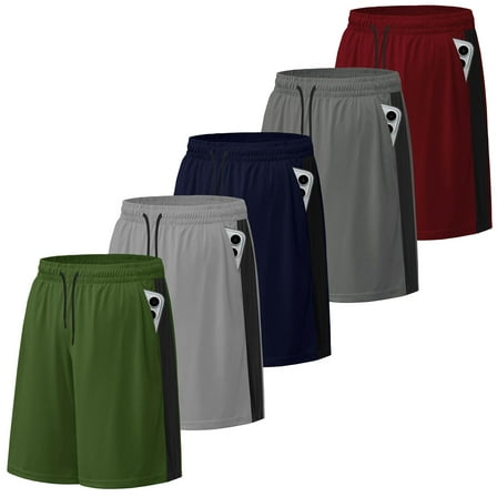 SMNDY Men's Athletic Shorts Mesh Workout Gym Activewear Basketball Shorts with Pockets 5 Pack