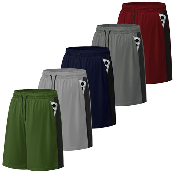 SMNDY Men's Athletic Shorts Mesh Workout Gym Activewear Basketball Shorts with Pockets 5 Pack