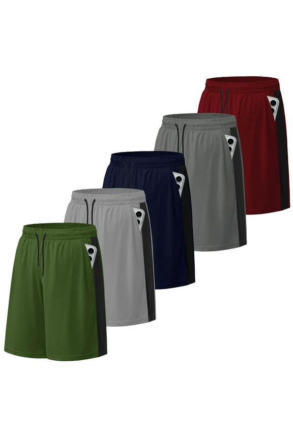 Men's Athletic Shorts Mesh Workout Gym Activewear Basketball Shorts with Pockets 5 Pack