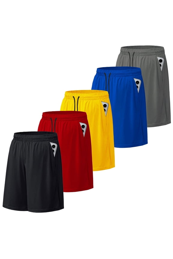 Men's Athletic Shorts Mesh Workout Gym Activewear Basketball Shorts with Pockets 5 Pack