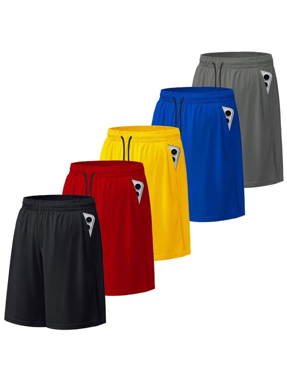 Men's Athletic Shorts Mesh Workout Gym Activewear Basketball Shorts with Pockets 5 Pack