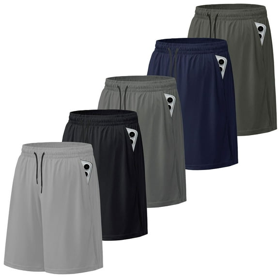 SMNDY Men's Athletic Shorts Mesh Workout Gym Activewear Basketball Shorts with Pockets 5 Pack