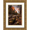 thumbnail image 1 of SMO 11x14 Gold Ornate Wood Framed with Double Matting Museum Art Print Titled - Fall along Merced River in Yosemite National Park-California, 1 of 4