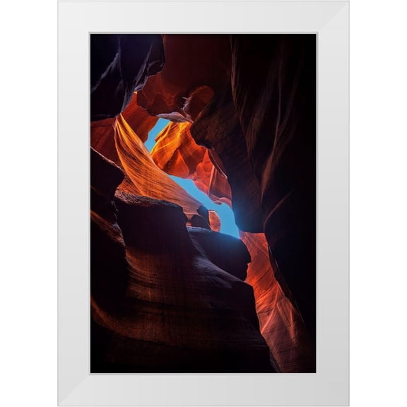 SMO 11x14 White Modern Wood Framed Museum Art Print Titled - Antelope Canyon-a swirling sandstone slot canyon near Lake Powell in northern Arizona