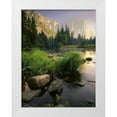 thumbnail image 1 of SMO 12x14 White Modern Wood Framed Museum Art Print Titled - Merced River flows through Yosemite National Park in California, 1 of 4