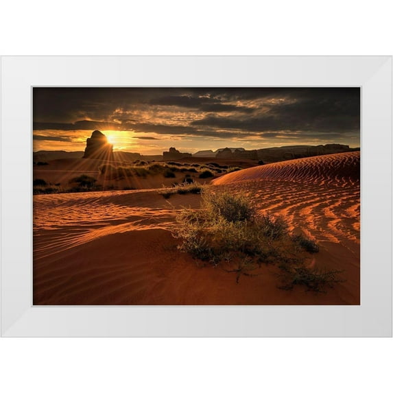 SMO 14x11 White Modern Wood Framed Museum Art Print Titled - Lukashenka desert sand dunes in northern Arizona