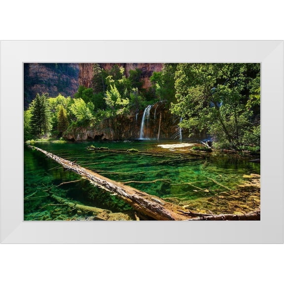 SMO 14x11 White Modern Wood Framed Museum Art Print Titled - Lush and beautiful hanging lake near Glenwood springs in the Colorado Rocky Mountains