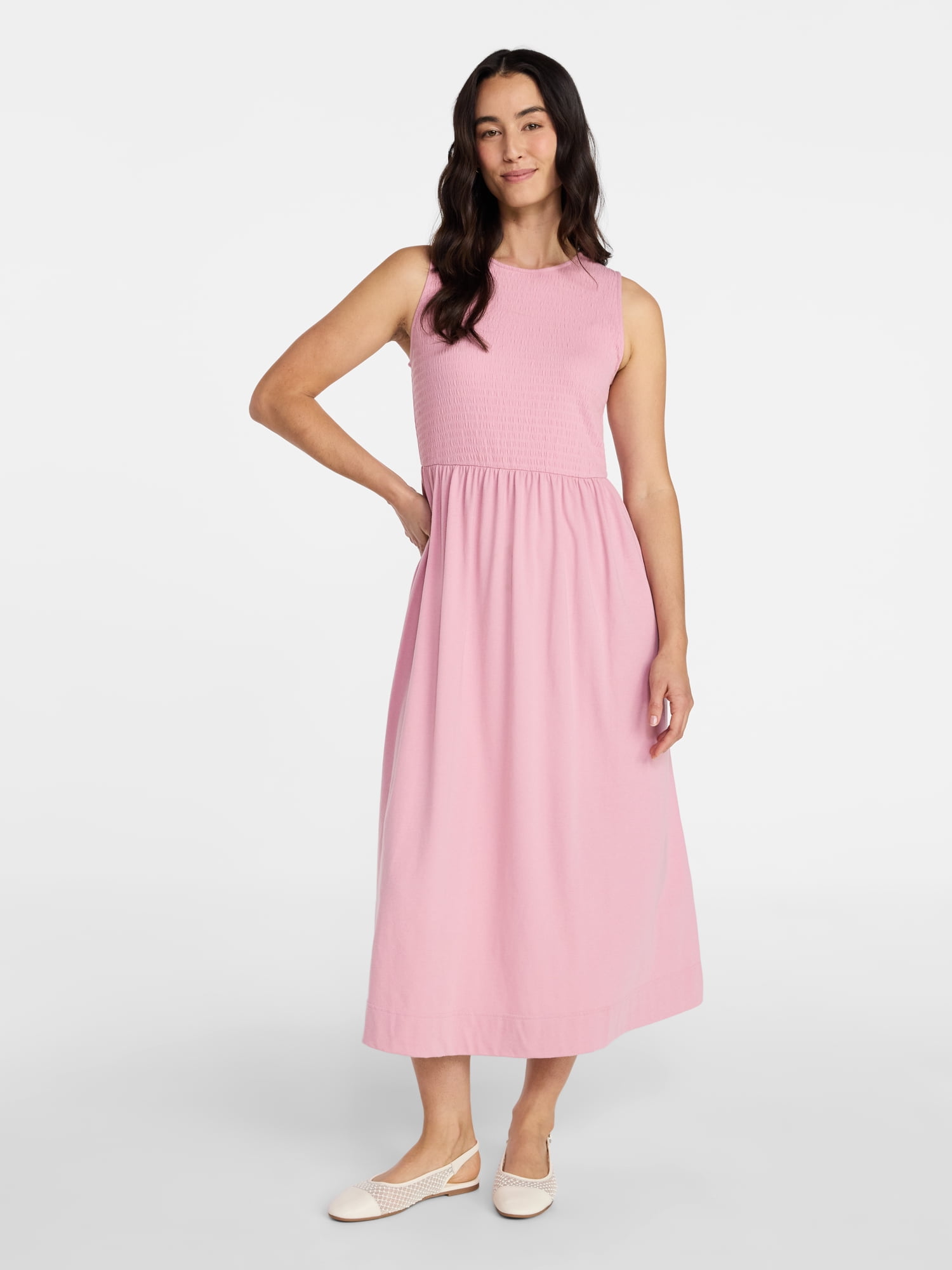 Time and Tru Women's Sleeveless Smocked Knit Dress, Sizes XS-XXXL