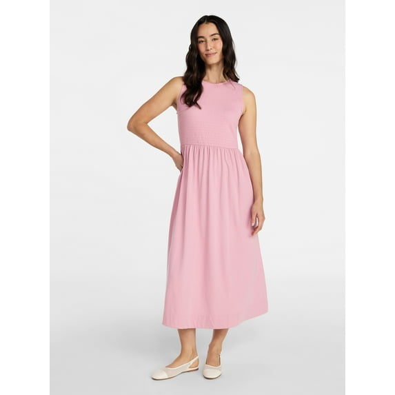 Time and Tru Women's Sleeveless Smocked Knit Dress, Sizes XS-XXXL