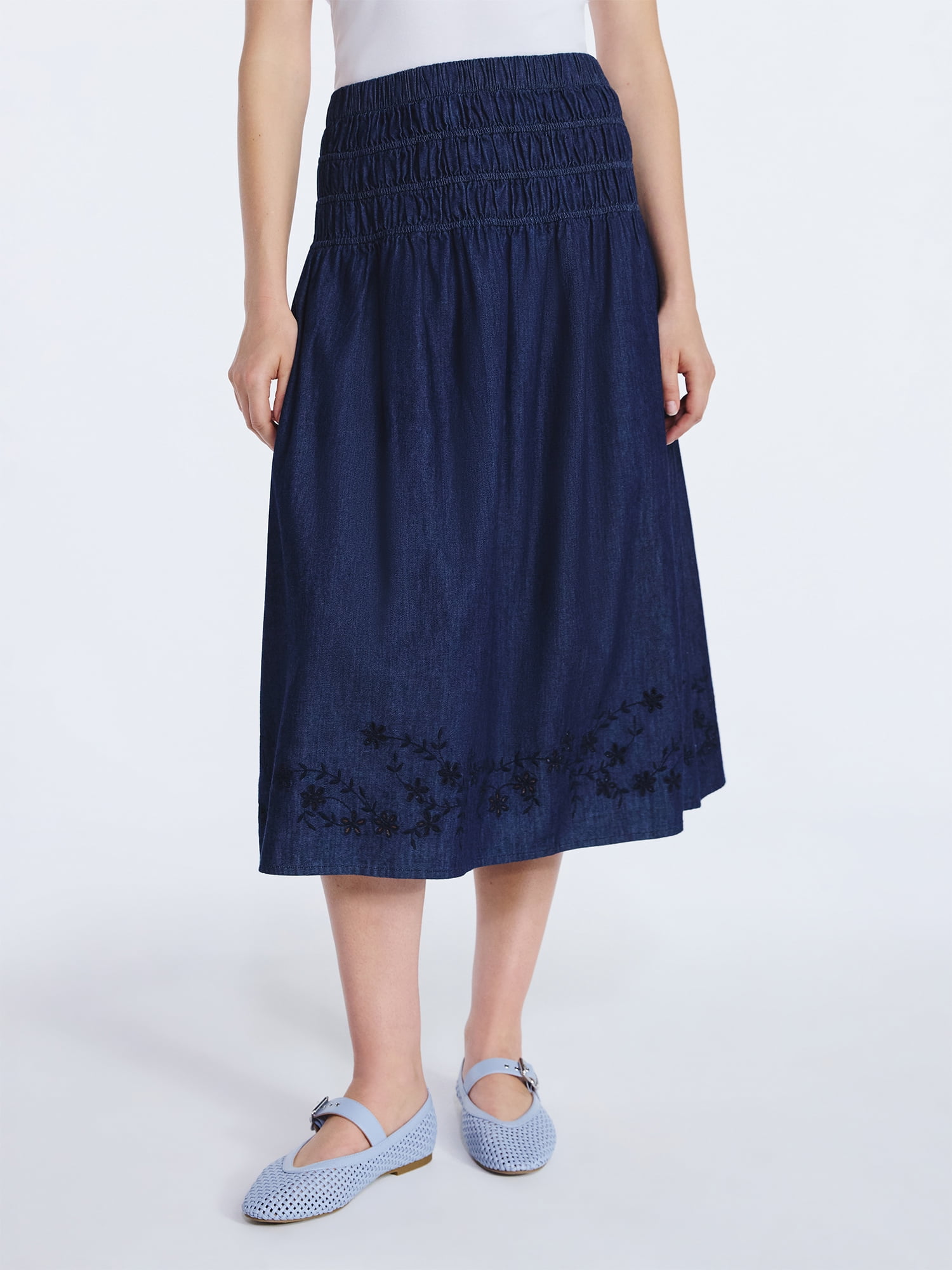 Free Assembly Women's and Women's Plus Embroidered Cotton Maxi
