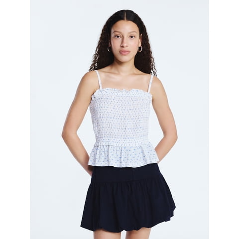 Women's Smocked Top with Peplum Hem, Sizes XS-XXL