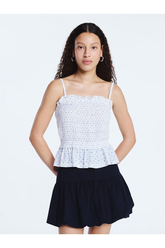 Women's Smocked Top with Peplum Hem, Sizes XS-XXL