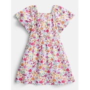 Wonder Nation Girls' Smocked Waist Print Dress, Sizes 4-18 & Plus