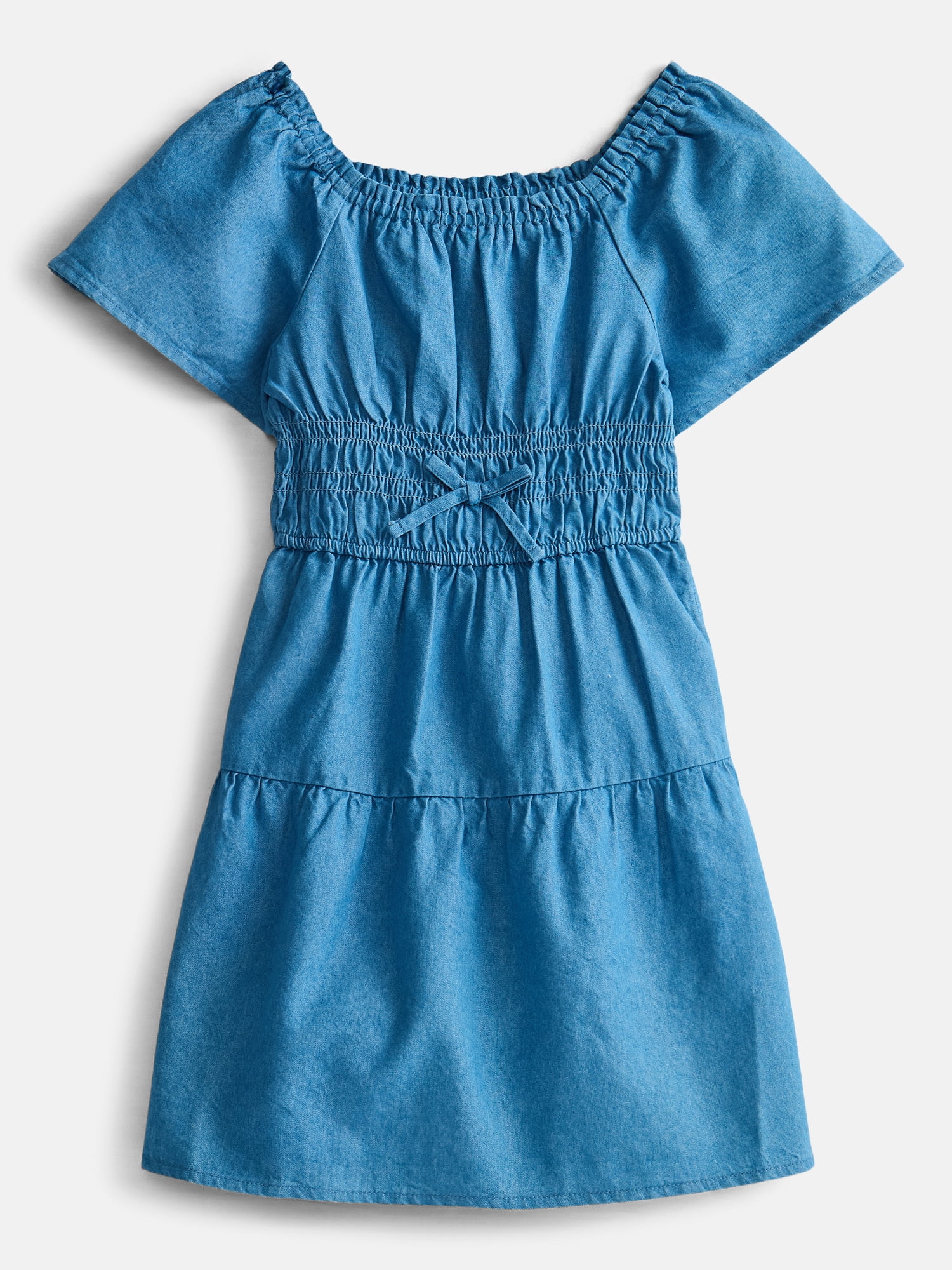 Wonder Nation Girls' Smocked Waist Denim Dress, Sizes 4-18