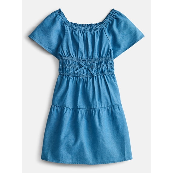Wonder Nation Girls' Smocked Waist Denim Dress, Sizes 4-18