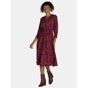 The Pioneer Woman Smocked Waist Maxi Dress, Women’s and Women’s Plus, Sizes XS-3X