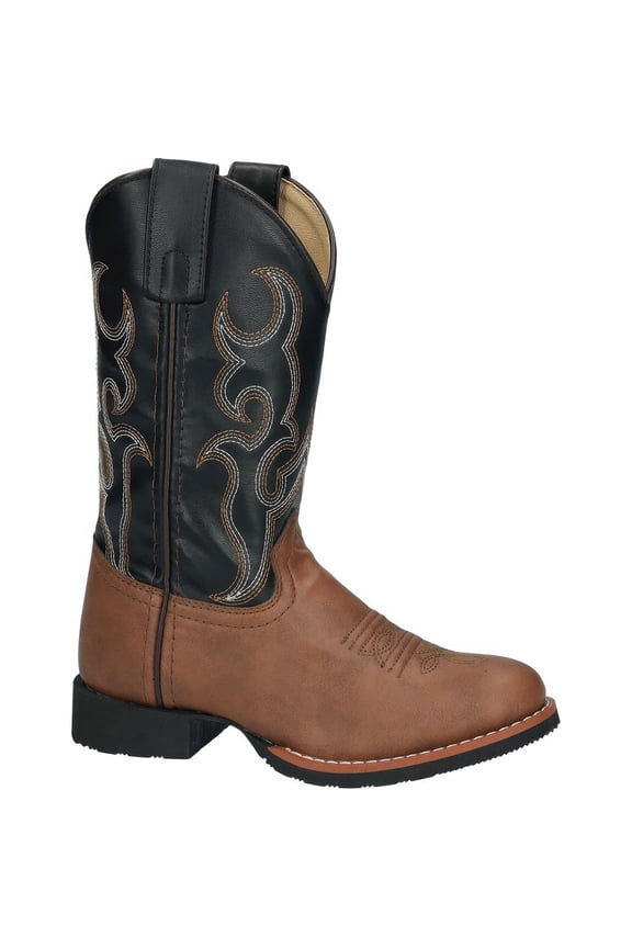 Boys Mustang Western Brown and Black Boots, Size:10.5, Width:R