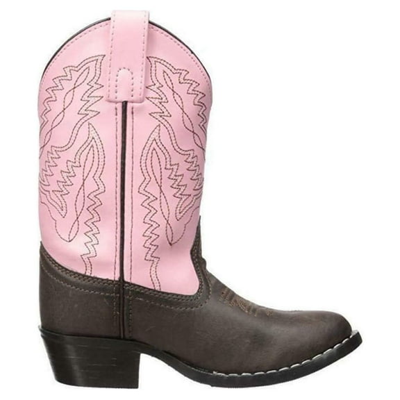 SMOKY MOUNTAIN BOOTS Girls Monterey Western Boots, Color: Brown/Pink, Size: 13.5, Width: R