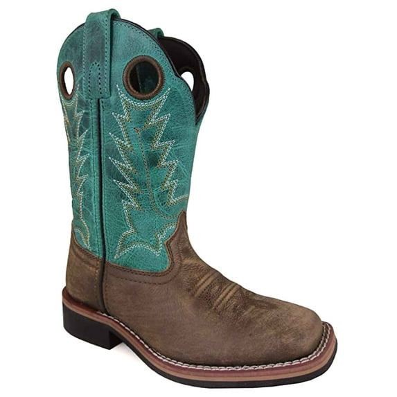 SMOKY MOUNTAIN BOOTS Kids Jesse Western Boots, Color: Brown Distress/Turquoise, Size: 12, Width: R