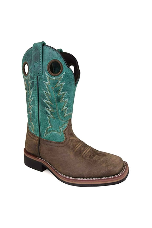 Kids Jesse Western Boots, Color: Brown Distress/Turquoise, Size: 9, Width: R (3851C-9R)