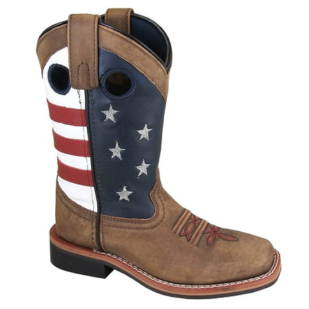 SMOKY MOUNTAIN BOOTS Kids Stars And Stripes Western Boots, Color: Vintage Brown, Size: 11.5, Width: R