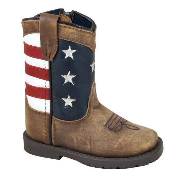 SMOKY MOUNTAIN BOOTS Kids Unisex Toddler Stars and Stripes Western Boots, Color: Vintage Brown, Size: 7
