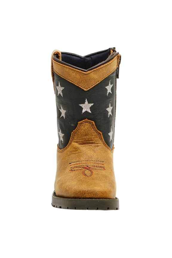 Kids' Unisex Toddler Stars and Stripes Western Boots, Color: Vintage Brown, Size: 4