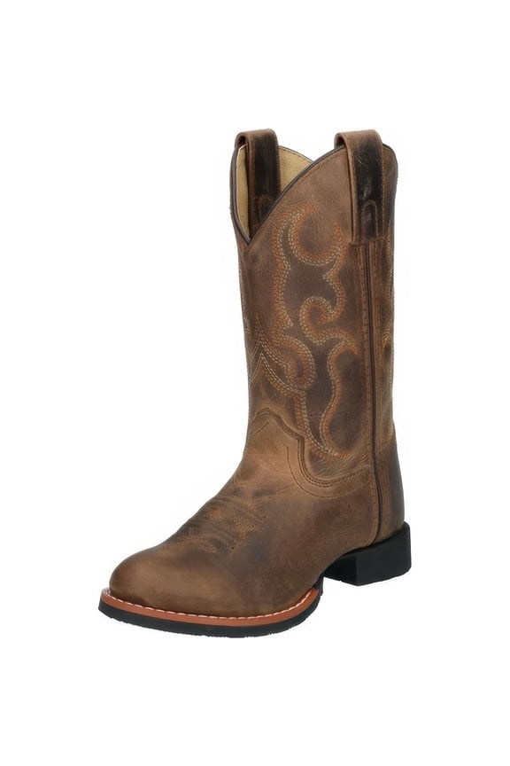 Youth Boys Showdown Western Boots, Color: Brown Oiled Disttress, Size: 4.5, Width:R
