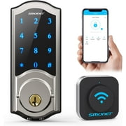 SMONET WiFi Smart Lock, Keyless Entry Door Lock Electronic Keypad Deadbolt, Smart Lock for Front Door with Gateway Hub, App Control, Auto Lock, Compatible with Alexa, Remotely Control,Silver