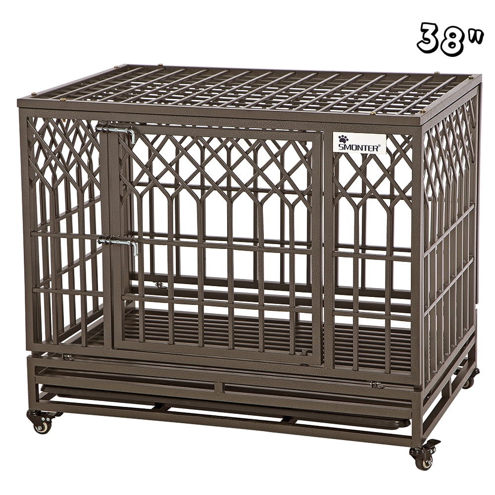SMONTER Heavy Duty Dog Crate Y Shape Strong Metal Kennel for Large Dogs
