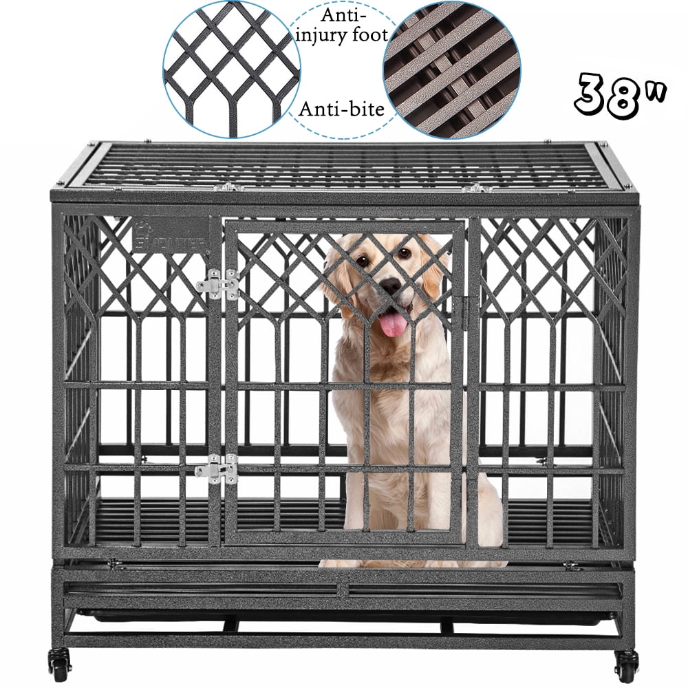 SMONTER Heavy Duty Dog Crate Y Shape Strong Metal Kennel for Large Dogs