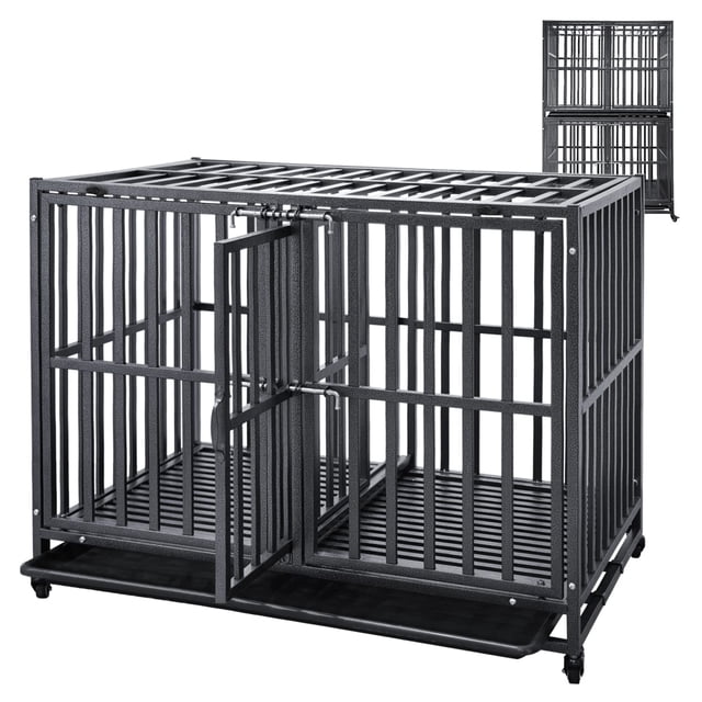 Visual Reference: Smonter Escape Proof Stackable Dog Crates With Divider Heavy Duty