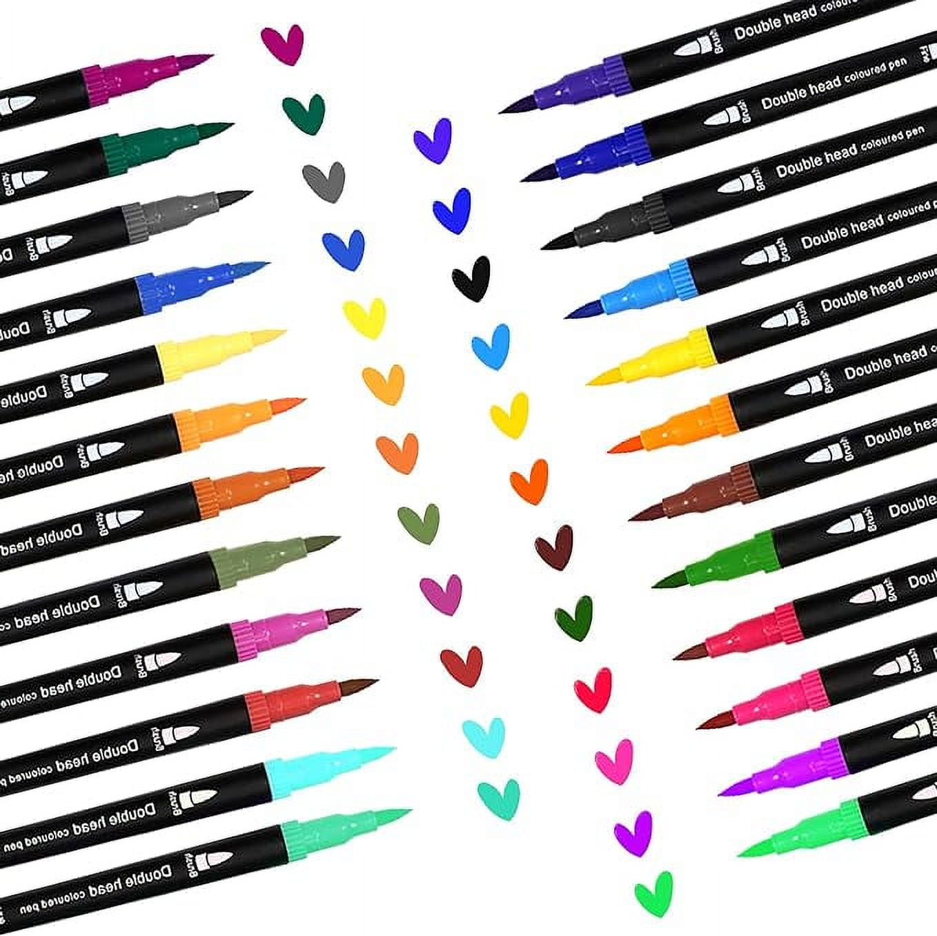 SMOOTHERPRO Dual Brush Marker Pens 24 Colored 0.4mm Fine Point and 1
