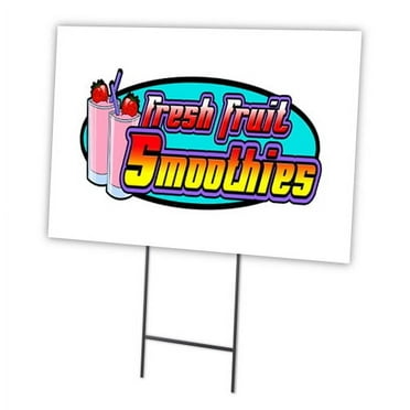 SMOOTHIES 18"x24" Yard Sign & Stake | Advertise Your Business | Stake Included Image On Front Only | Made in The USA