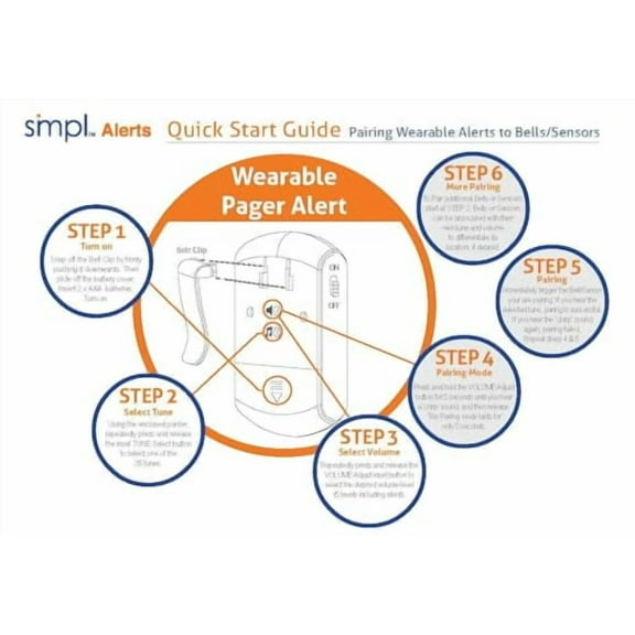 SMPL Alerts Wireless & Wearable Alerts Pager, Elderly Assistance, Caregiver Paging System, Security/Motion Sensors, Senior & Kids Safety, Live Technical Support (Pager + Help Pendant)