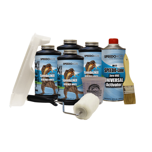 SMR1000WROLLK4 TRex White Roll On Truck Bed Liner, 2K Urethane, 4