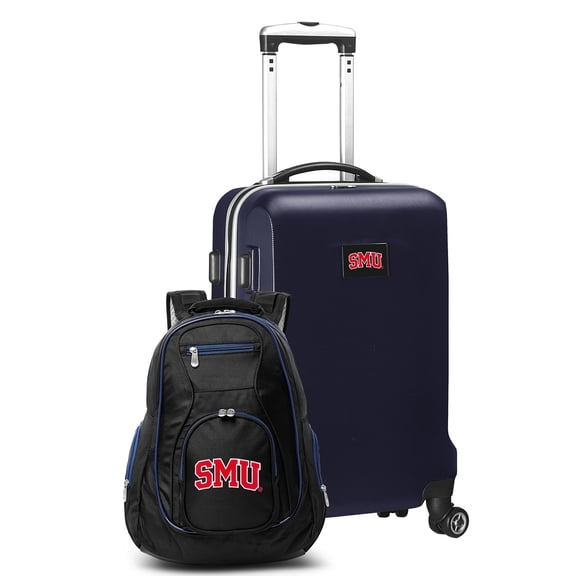 SMU Mustangs Deluxe 2-Piece Backpack and Carry-On Set - Navy