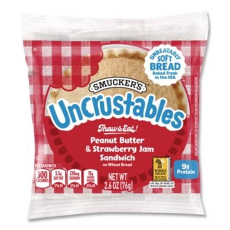 Jmsmucker GRR22002220 Uncrustables Peanut Butter & Strawberry Jam on Wheat Bread, 2.6 oz - 48 Count