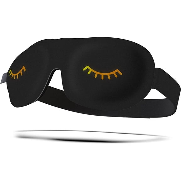 SMUG 100% Blackout Deep Sleep Mask, Adult, Contoured 3D Lash Protector, Black Wink