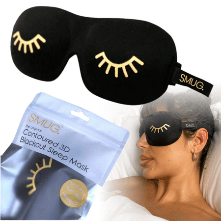 SMUG Contoured 3D Blackout Sleep Mask, Wink Print, Black