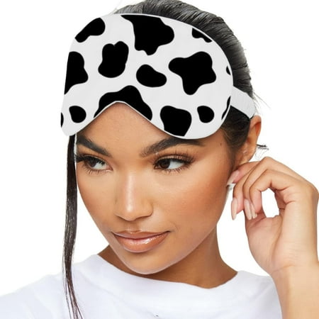 SMUG Cute Fun Sleep Mask for Women & Girls, Satin Eye Mask for Travel & Light-Blocking, Cow Print