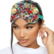 SMUG Cute Fun Sleep Mask for Women & Girls, Satin Eye Mask for Travel & Light-Blocking, Tattoo Print
