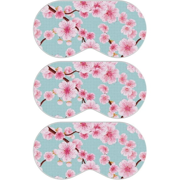 SMUG Satin Sleep Mask for Women, Lightweight Soft Silky Eye Mask for Travel, Cherry Blossom, 3 Pack