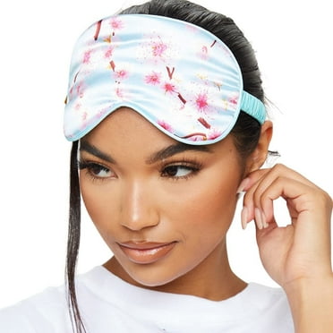 SMUG Satin Sleep Mask for Women, Lightweight Soft Silky Eye Mask for Travel, Cherry Blossom