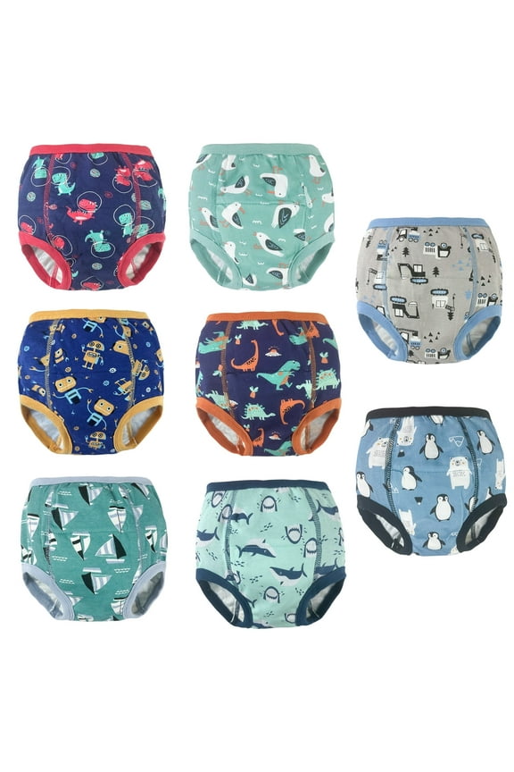 Reusable Toddler Training Underwear for Potty Training and Natural Cotton Training Underwear for Boys 4t 8 Packs