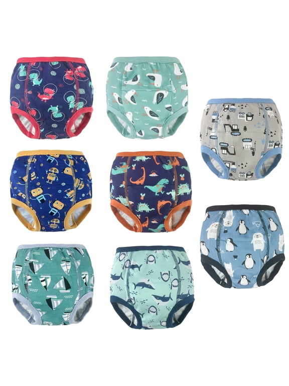 Reusable Training Pants 3t-4t for Potty Training and Natural Cotton Training Underwear for Boys 3t 8 Packs