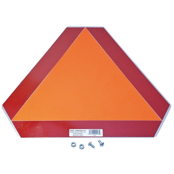 Smv Industries 1-CH "Slow Moving Vehicle" Emblem, Metal Backing